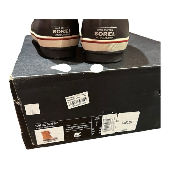 NEW- Sorel Velvet Tan Yoot Pac Caribou Boots Size Youth 1 - Picture 2 of 6